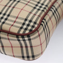 BURBERRY Nova Check Shoulder Bag Canvas Beige Red Auth 112999-14