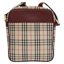 BURBERRY Nova Check Shoulder Bag Canvas Beige Red Auth 112999-2