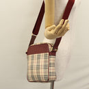 BURBERRY Nova Check Shoulder Bag Canvas Beige Red Auth 112999-23
