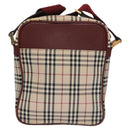 BURBERRY Nova Check Shoulder Bag Canvas Beige Red Auth 112999-3