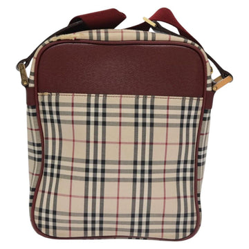 BURBERRY Nova Check Shoulder Bag Canvas Beige Red Auth 112999 - 0