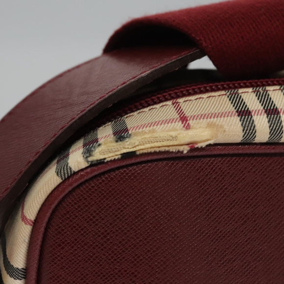 BURBERRY Nova Check Shoulder Bag Canvas Beige Red Auth 112999