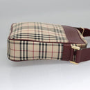 BURBERRY Nova Check Shoulder Bag Canvas Beige Red Auth 112999-5
