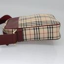 BURBERRY Nova Check Shoulder Bag Canvas Beige Red Auth 112999-5