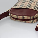 BURBERRY Nova Check Shoulder Bag Canvas Beige Red Auth 112999-7