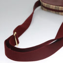 BURBERRY Nova Check Shoulder Bag Canvas Beige Red Auth 112999-8
