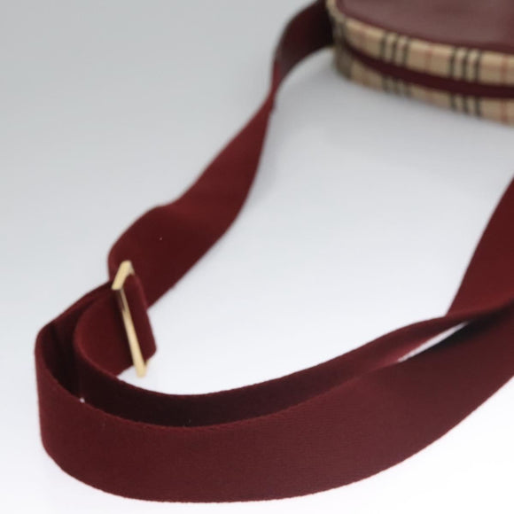 BURBERRY Nova Check Shoulder Bag Canvas Beige Red Auth 112999