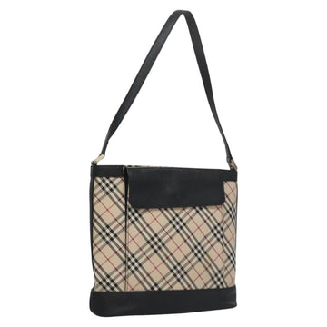 BURBERRY Nova Check Shoulder Bag Canvas Beige Black Auth 113000