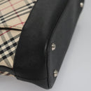 BURBERRY Nova Check Shoulder Bag Canvas Beige Black Auth 113000-9