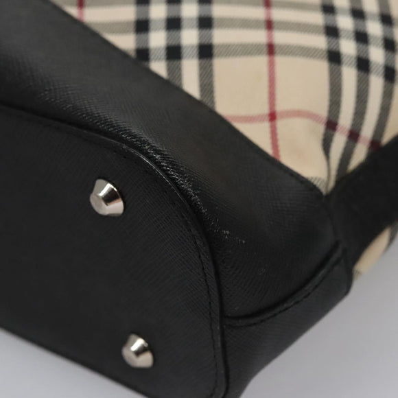 BURBERRY Nova Check Shoulder Bag Canvas Beige Black Auth 113000