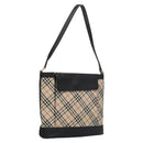 BURBERRY Nova Check Shoulder Bag Canvas Beige Black Auth 113000-1