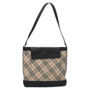 BURBERRY Nova Check Shoulder Bag Canvas Beige Black Auth 113000-13