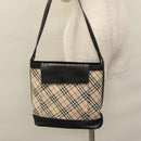 BURBERRY Nova Check Shoulder Bag Canvas Beige Black Auth 113000-23