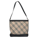 BURBERRY Nova Check Shoulder Bag Canvas Beige Black Auth 113000-2