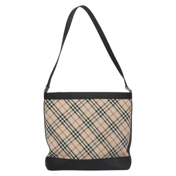 BURBERRY Nova Check Shoulder Bag Canvas Beige Black Auth 113000 - 0