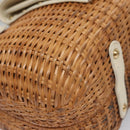 Salvatore Ferragamo Gancini Basket Bag Rattan Leather Brown gold Auth 113007-14