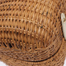 Salvatore Ferragamo Gancini Basket Bag Rattan Leather Brown gold Auth 113007-16