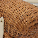 Salvatore Ferragamo Gancini Basket Bag Rattan Leather Brown gold Auth 113007-17