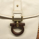 Salvatore Ferragamo Gancini Basket Bag Rattan Leather Brown gold Auth 113007-18