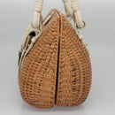 Salvatore Ferragamo Gancini Basket Bag Rattan Leather Brown gold Auth 113007-3