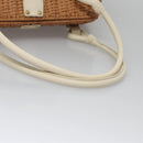 Salvatore Ferragamo Gancini Basket Bag Rattan Leather Brown gold Auth 113007-9