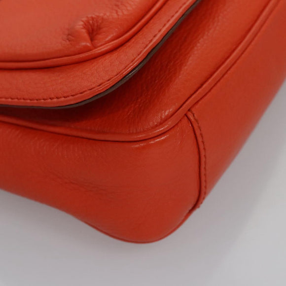 Salvatore Ferragamo Gancini Shoulder Bag Leather Orange Auth 113031
