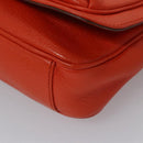 Salvatore Ferragamo Gancini Shoulder Bag Leather Orange Auth 113031-14