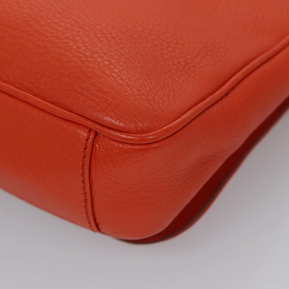 Salvatore Ferragamo Gancini Shoulder Bag Leather Orange Auth 113031