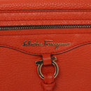 Salvatore Ferragamo Gancini Shoulder Bag Leather Orange Auth 113031-18
