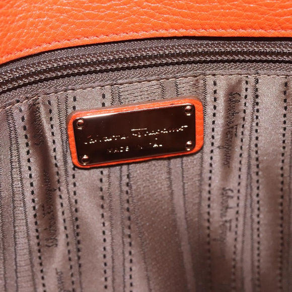 Salvatore Ferragamo Gancini Shoulder Bag Leather Orange Auth 113031