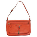Salvatore Ferragamo Gancini Shoulder Bag Leather Orange Auth 113031-13