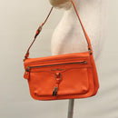 Salvatore Ferragamo Gancini Shoulder Bag Leather Orange Auth 113031-25