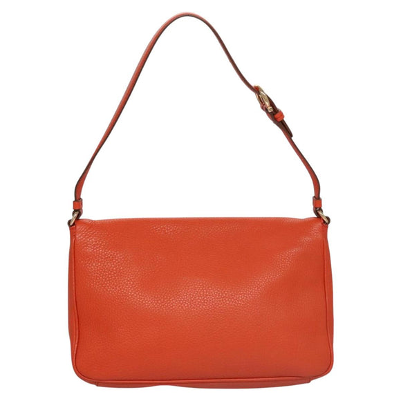 Salvatore Ferragamo Gancini Shoulder Bag Leather Orange Auth 113031