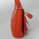 Salvatore Ferragamo Gancini Shoulder Bag Leather Orange Auth 113031-4