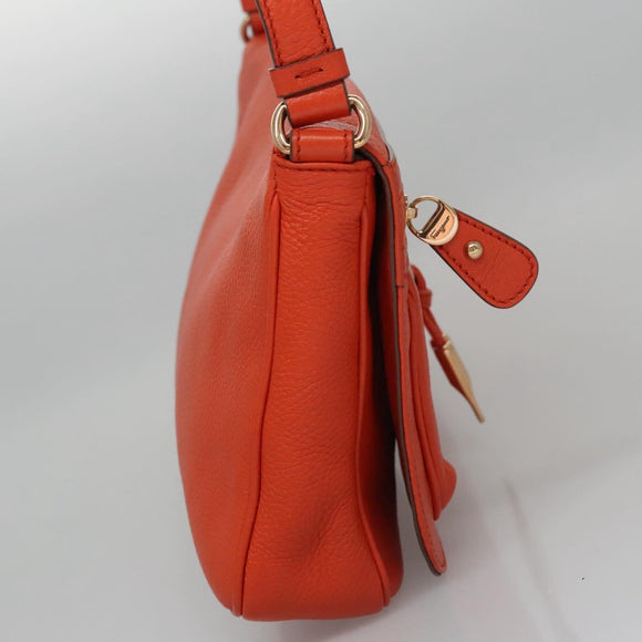 Salvatore Ferragamo Gancini Shoulder Bag Leather Orange Auth 113031