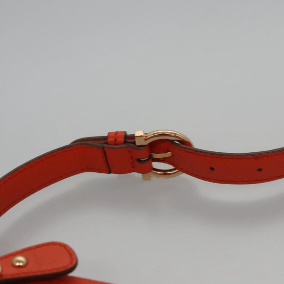 Salvatore Ferragamo Gancini Shoulder Bag Leather Orange Auth 113031