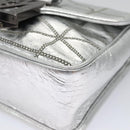 MCM Chain Shoulder Bag Leather Silver Auth 113036-10
