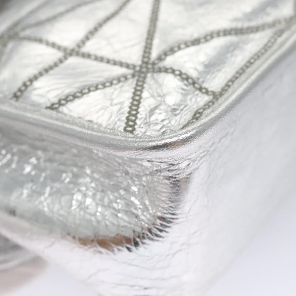 MCM Chain Shoulder Bag Leather Silver Auth 113036