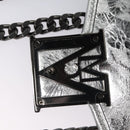 MCM Chain Shoulder Bag Leather Silver Auth 113036-15