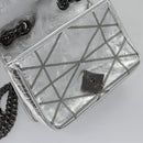 MCM Chain Shoulder Bag Leather Silver Auth 113036-18