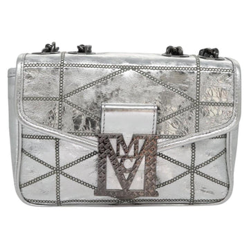 MCM Chain Shoulder Bag Leather Silver Auth 113036 - 0