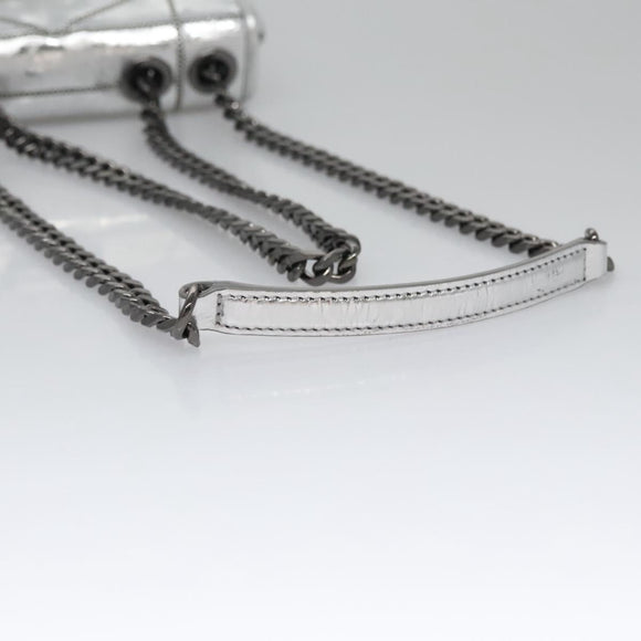 MCM Chain Shoulder Bag Leather Silver Auth 113036