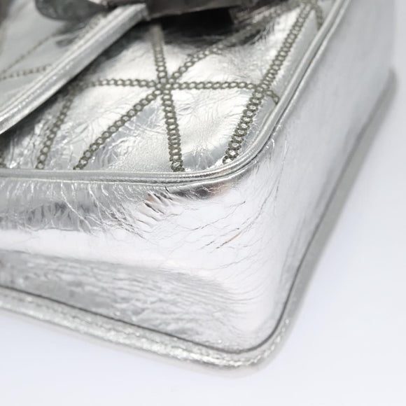 MCM Chain Shoulder Bag Leather Silver Auth 113036