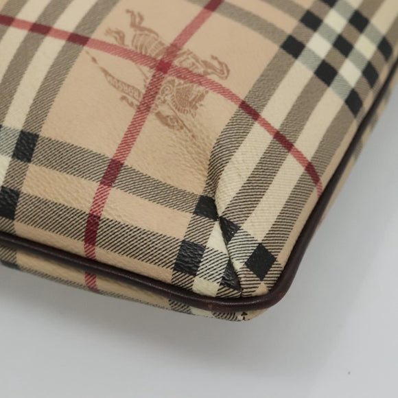 BURBERRY Nova Check Shoulder Bag PVC Leather Beige Auth 113037