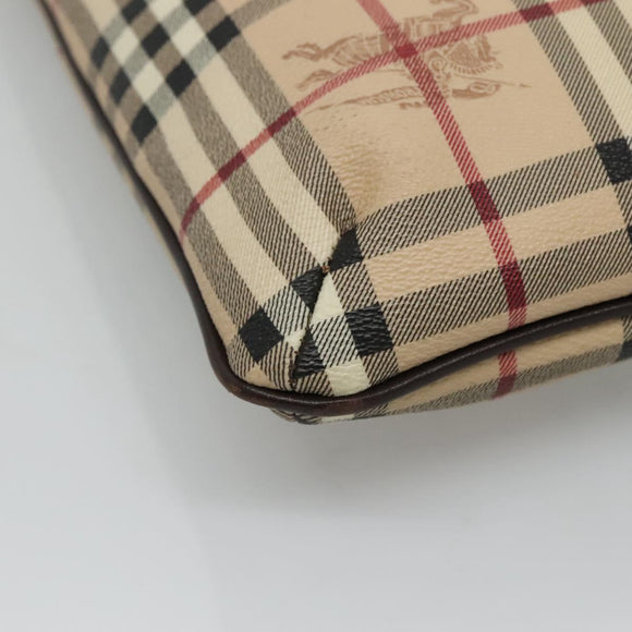 BURBERRY Nova Check Shoulder Bag PVC Leather Beige Auth 113037