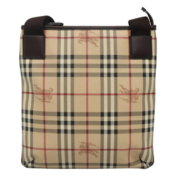 BURBERRY Nova Check Shoulder Bag PVC Leather Beige Auth 113037 - 0