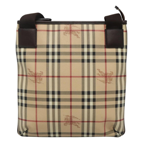 BURBERRY Nova Check Shoulder Bag PVC Leather Beige Auth 113037