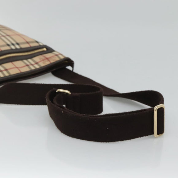 BURBERRY Nova Check Shoulder Bag PVC Leather Beige Auth 113037