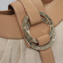 BVLGARI Chandra Shoulder Bag Canvas Beige Auth 113047-9