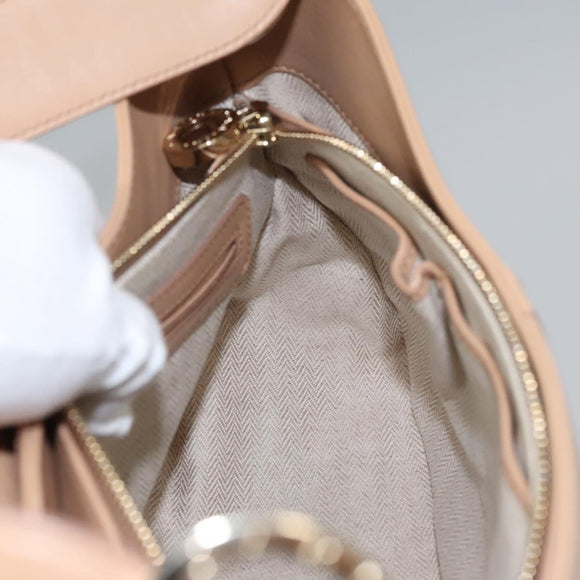 BVLGARI Chandra Shoulder Bag Canvas Beige Auth 113047